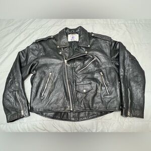 Men’s Vintage Vanguard Leather Biker Jacket SIZE 50 Insulated Rocker Motorcycle